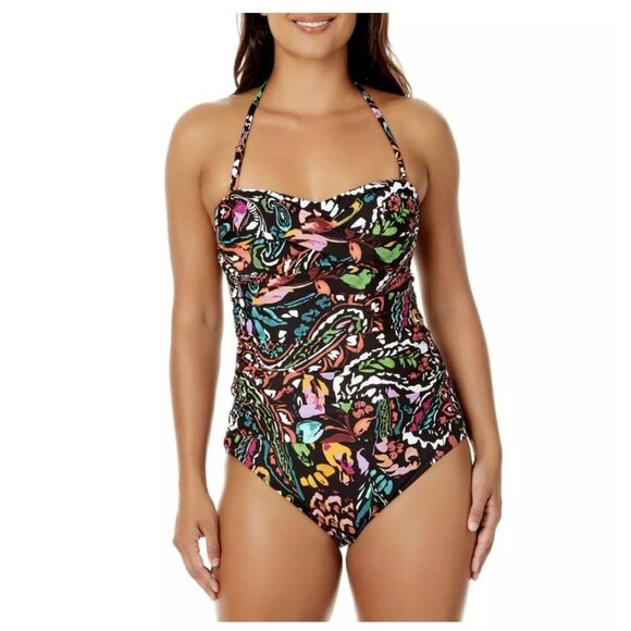 Anne Cole NWT One Piece Swimsuit Petaly Paisley Size Large - Picture 1 of 9